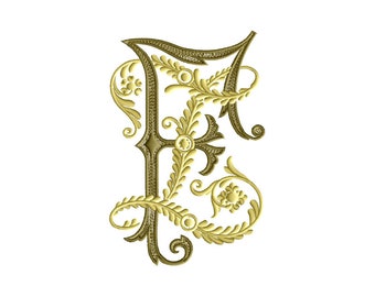 F and Z #1 Two-Letter Monogram Machine  Embroidery Design in 5 Sizes - for 4" x 4"and  5" x 7" hoops
