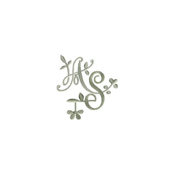 P and S 6 Two-letter Monogram Machine Embroidery Design in 5 Sizes
