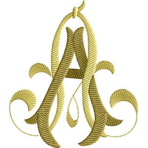 AA 2 dos letras monograma bordado diseño en 4 tallas - 5 "x 7" y 4 "x 4" aros