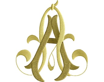 AA 2 Two-Letter Monogram Machine  Embroidery Design in 4 Sizes - for 5"x 7" and 4" x 4" hoops