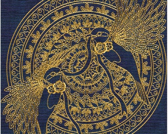 Two-Birds Mandala Machine Embroidery Design - 2 Sizes 5 x 7-inch hoop, 6 x 8-inch hoop, CD-160
