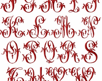 Cherry Punch Initials 26 Machine Embroidery Letters for 4"x4" Hoop in Two Sizes F2115