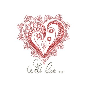 With Love Machine Embroidery Design - 4 Sizes 4 x 4- inch, 5 x 7-inch  hoops