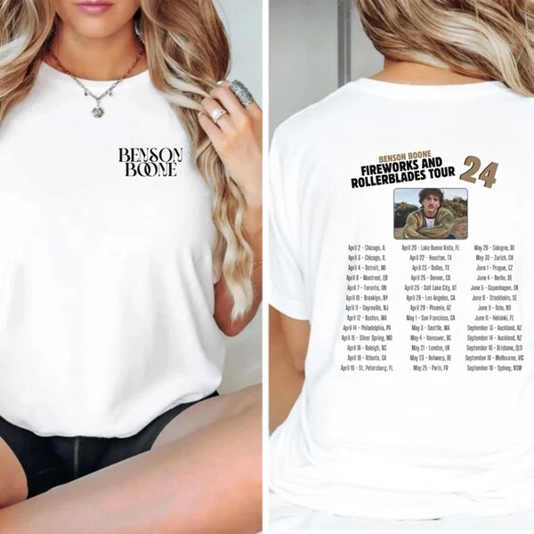 Benson Boone Shirt - Fireworks and Rollerblades World Tour 2024 - Benson Boone Tour Merch - Vintage Concert T-shirt