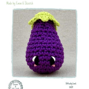 Crochet Eggplant Pattern: Amigurumi Veggie Toy (PDF Pattern)