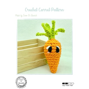 Carrot Crochet Pattern, amigurumi crochet carrot pattern, mini food, DIY crochet project, mini veggies, handmade gift,