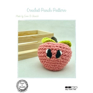 Crochet Peach Pattern, Amigurmi Peach Plush, DIY Plush Fruit, Peach Plush Toy, Easy Level PDF Crochet Pattern, Amigrumi Fruit Toy Pattern