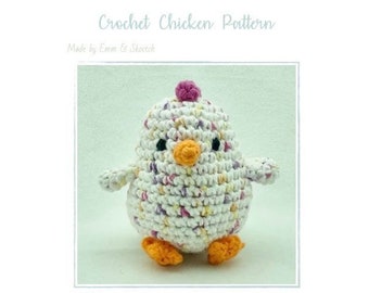 Chicken crochet pattern, amigurumi plush pattern, homemade chicken toy, PDF download, farm nursery, baby shower gift under 20, DIY chicken