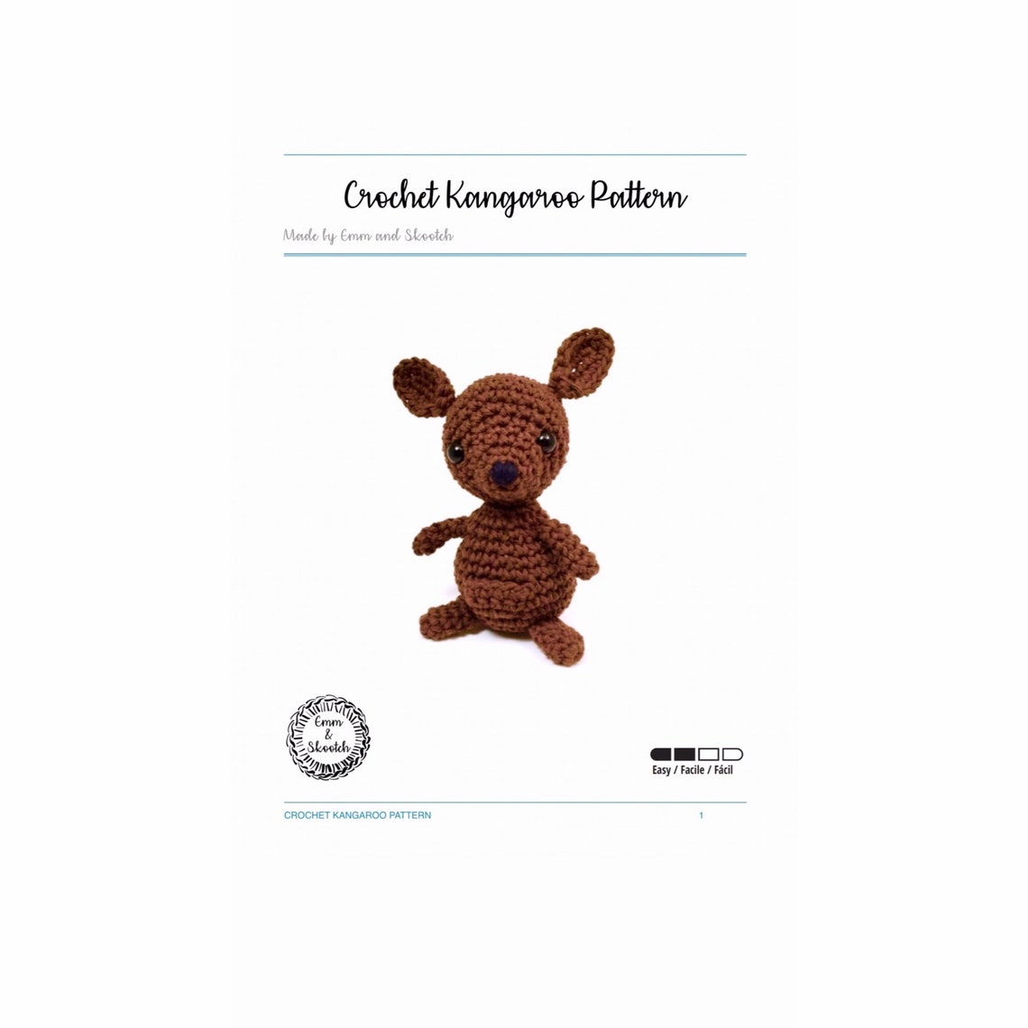 Crochet Kangaroo Pattern, Amigurumi Stuffed Toy, Kangaroo Plush