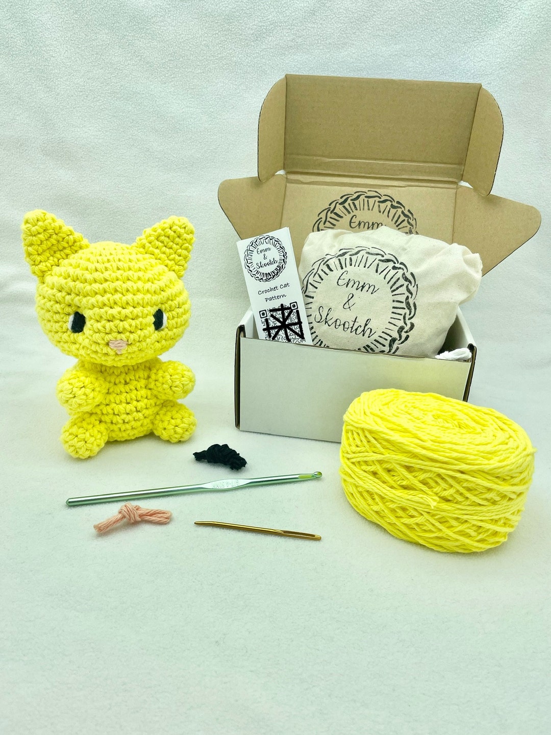 Eco Friendly Crochet Cat Kit, Amigurumi Plush Pattern, Homemade Cat Toy