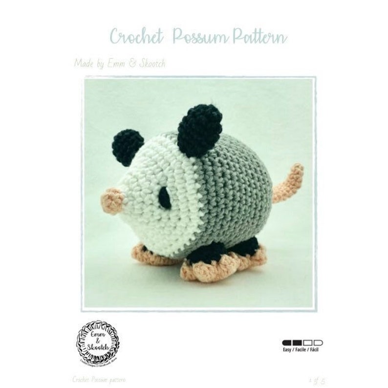 Crochet Possum Pattern, Amigurumi Possum Pattern, Stuffed Toy, DIY Possum Plush, PDF Digital Download Crochet Pattern image 1