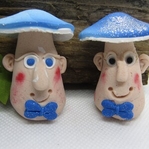 Fairy Garden Dapper Mushroom Pair