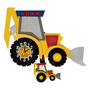 JCB Digger Personalised Wooden Pendulum Children&#39;s Clock