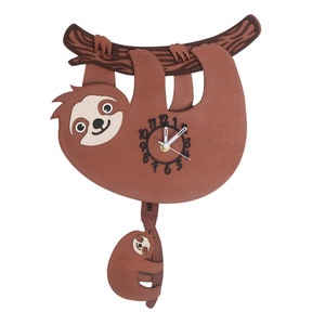 Sloth Personalised Wooden Pendulum Children's Clock image 1