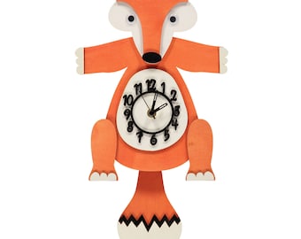Fox Design Wooden Clock Handmade In The UK CLEARANCE
