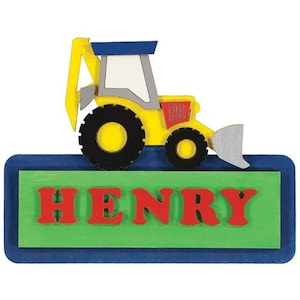 Digger Personalised Wooden Door Sign/ Plaque