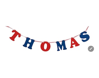Blue and Red Personalised Individual Letter Garland (Price per Letter)