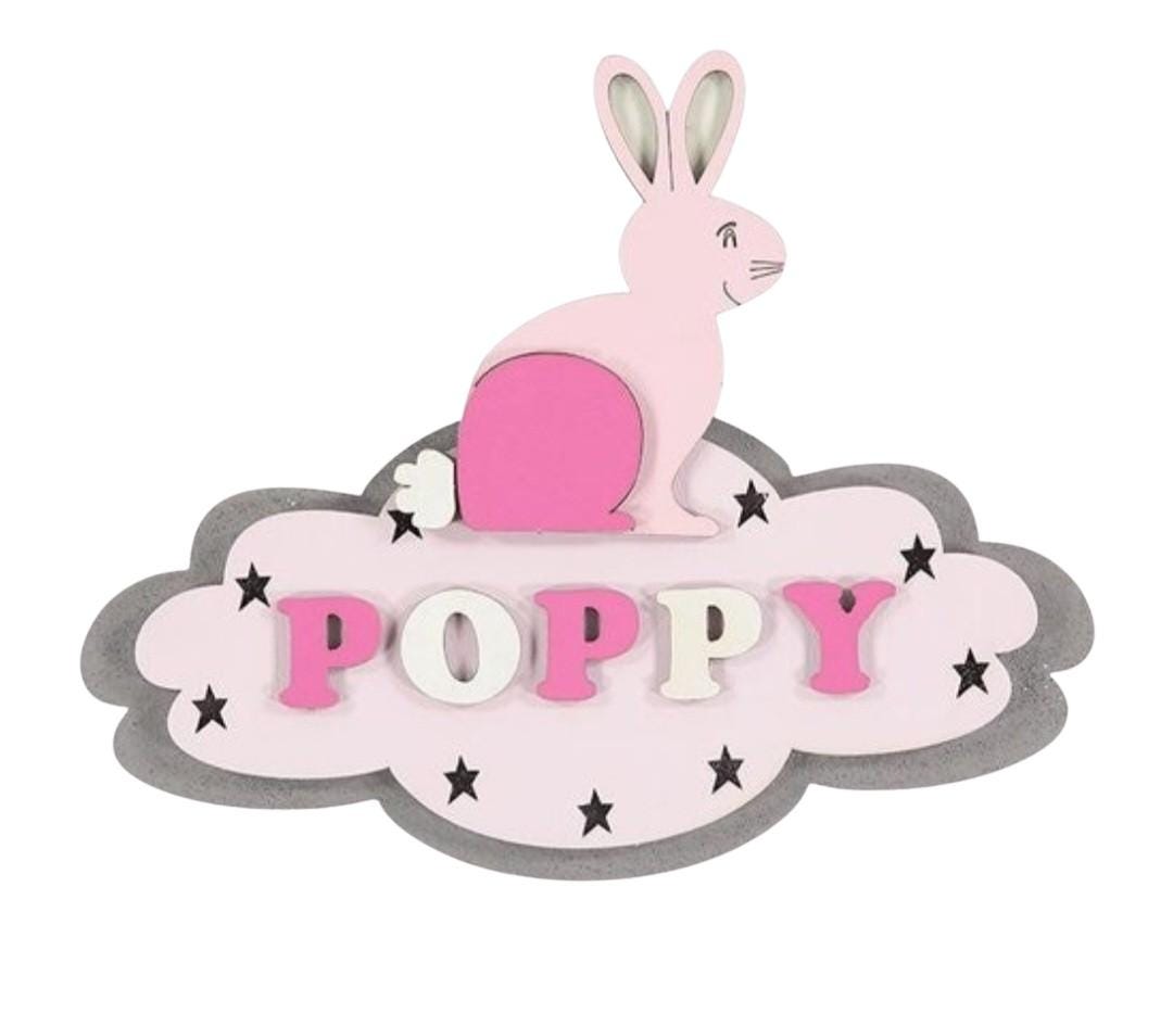 Rabbit Personalised Wooden Door Plaque on Grey Cloud - Etsy