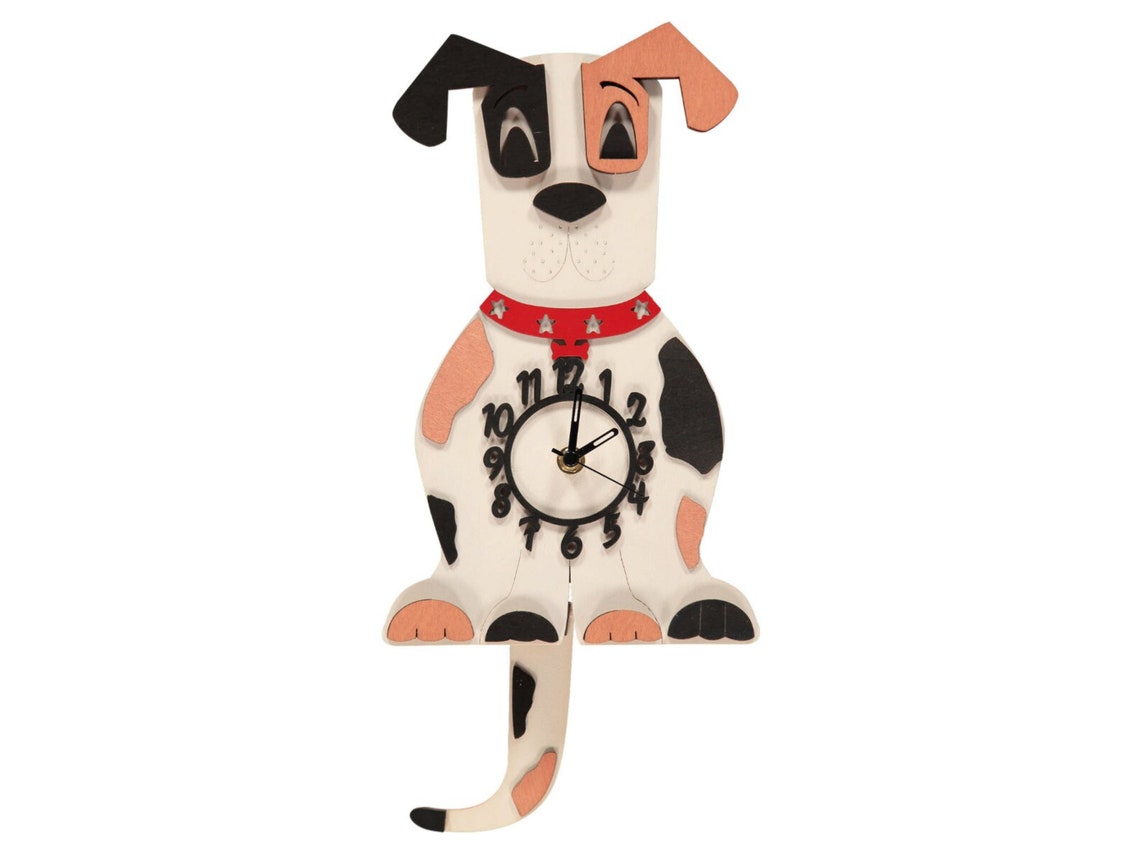 Patch Dog Wooden Pendulum Children's Clock - Etsy