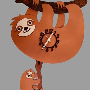 Sloth Personalised Wooden Pendulum Children's Clock image 2