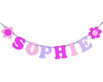 Personalised Pink & Lilac Large Letter Name Garland