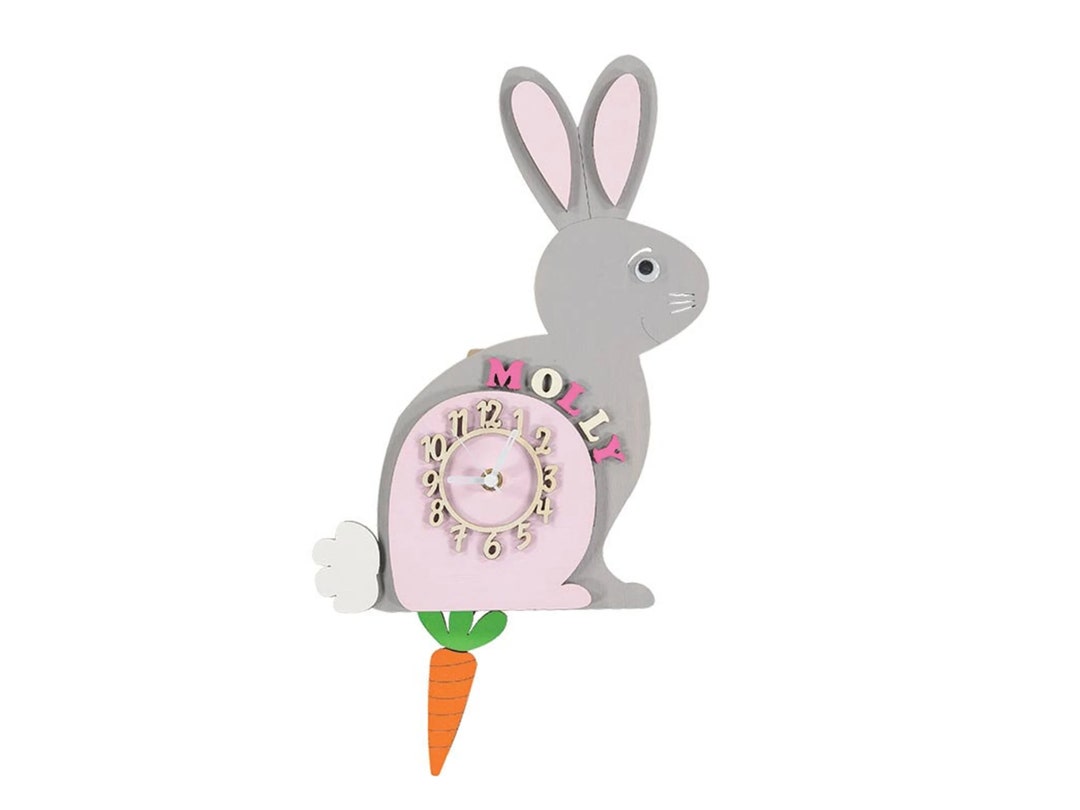 Time Pendulum Rabbit Rabbit Personalised Wooden Pendulum Children's Clock - Etsy
