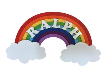 Wooden Personalised Rainbow Door or Wall sign
