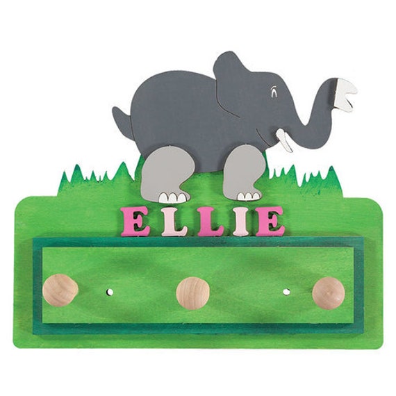 Elephant Personalised Wooden Coat Rack/Hook/Pegs