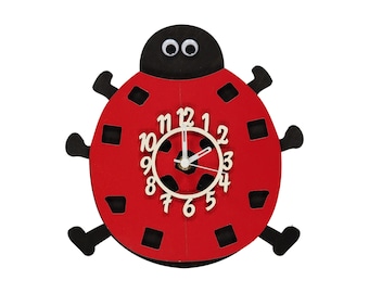 Ladybird Bug Wooden Pendulum Children's Wall Clock