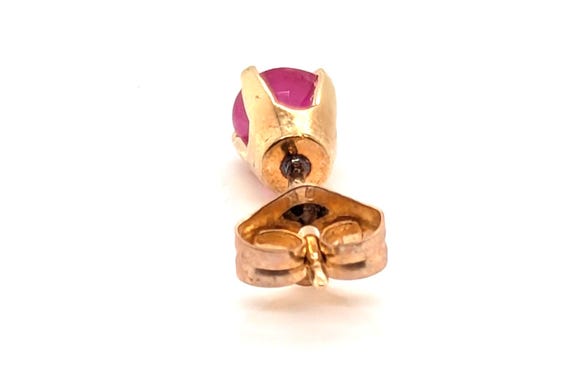 Ruby Single Stud Earring .35ct Round 14K Yellow G… - image 4