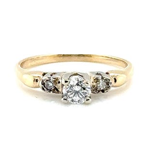 Art Deco Diamond Engagement Ring Mined .42ct Original 1930s-1940&#39;s 14K Yellow Gold