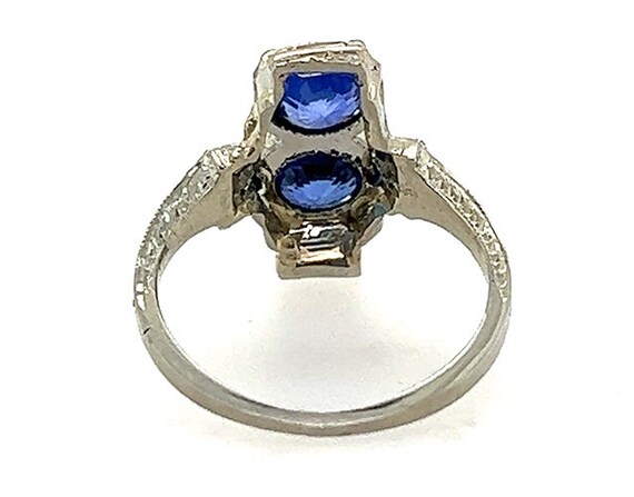 Art Deco Two Stone Sapphire Diamond Cocktail Ring… - image 6