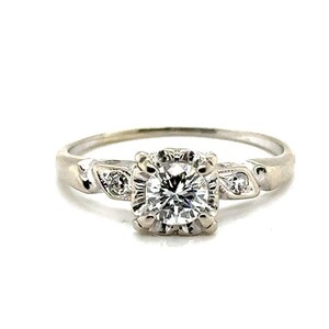 Art Deco Diamond Engagement Ring Mined .54ct RBC Original 1940&#39;s 14K