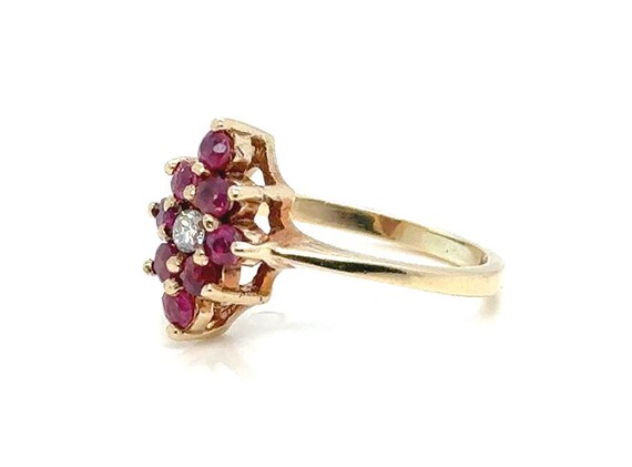 Ruby Diamond Cocktail Cluster Statement Ring 1ct … - image 2