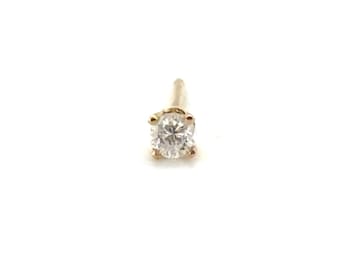Diamond Single Stud Earring Mined .06ct F SI 14K Yellow Gold 4 Prong