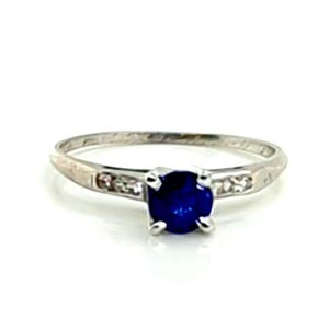 Art Deco Sapphire Diamond Engagement Ring .70ct Original 1937 Antique Platinum