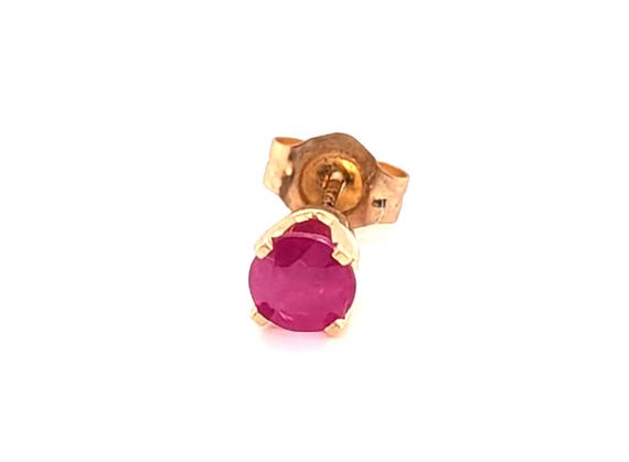 Ruby Single Stud Earring .35ct Round 14K Yellow G… - image 2