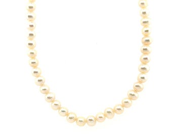 Pearl Necklace 5.2-5.9mm Pearl 14K 24 Inch Pink/White Strand of Pearls