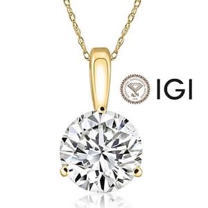 Diamond Pendant Necklace 1 Carat D VS1 Ideal  Cut 14K Chain 1ct