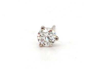 Art Deco Single Diamond Stud Earring Mined .35ct Old European Original 1930's