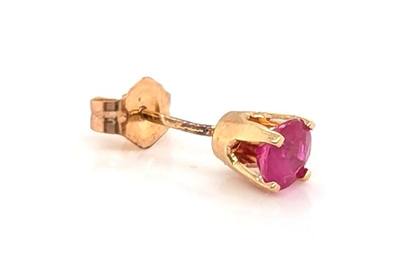 Ruby Single Stud Earring .35ct Round 14K Yellow G… - image 3