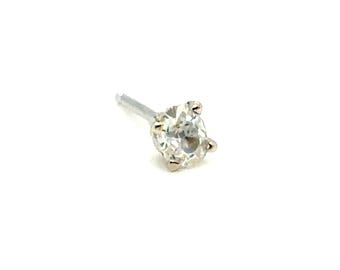 Victorian Single Diamond Stud Earring Mined .16ct Old Mine Cushion Original 1860's