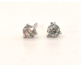 Old Mine Cut Victorian Diamond Stud Earrings Mined Fancy Brown .40ct
