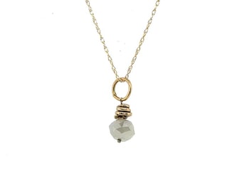 Lapaix Natural Briolette Mined Diamond Pendant Necklace 1 Carat 14K Yellow Gold 1ct