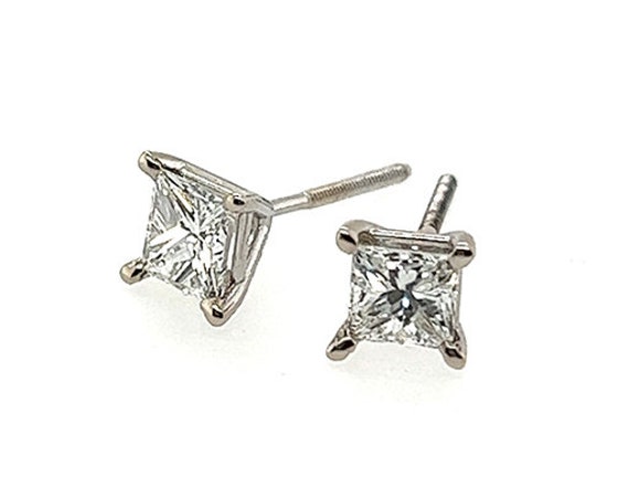 Diamond Stud Earrings EGL .93ct G/H VS1 Princess … - image 4