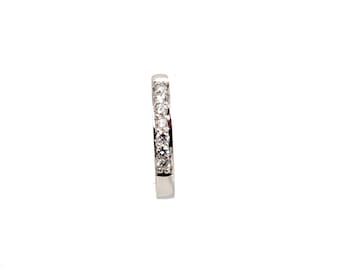 Diamond Huggie Hoop Single Earring 18K White Gold Mined Diamonds
