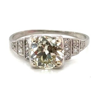 Deco Diamond Engagement Ring 1.75ct Old European Platinum Original 1920&#39;s