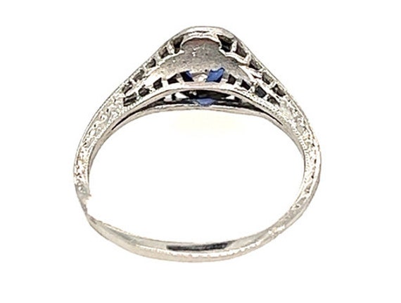 Art Deco Sapphire Ring .57ct Round Original 1930'… - image 6