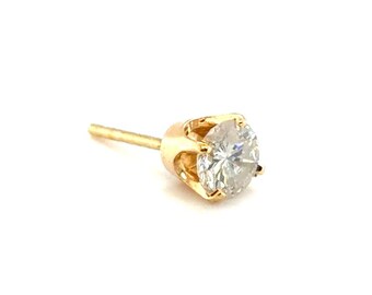Diamond Single Stud Earring Mined .50ct F-G SI 14K Yellow Gold 4 Prong