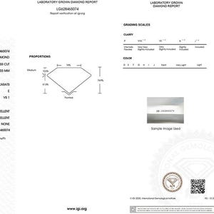 May include: A laboratory grown diamond report from the International Gemological Institute (IGI) for a 2.00 carat princess cut diamond. The report details the diamond's measurements, color grade, clarity grade, and additional grading information, including polish, symmetry, fluorescence, and comments.
